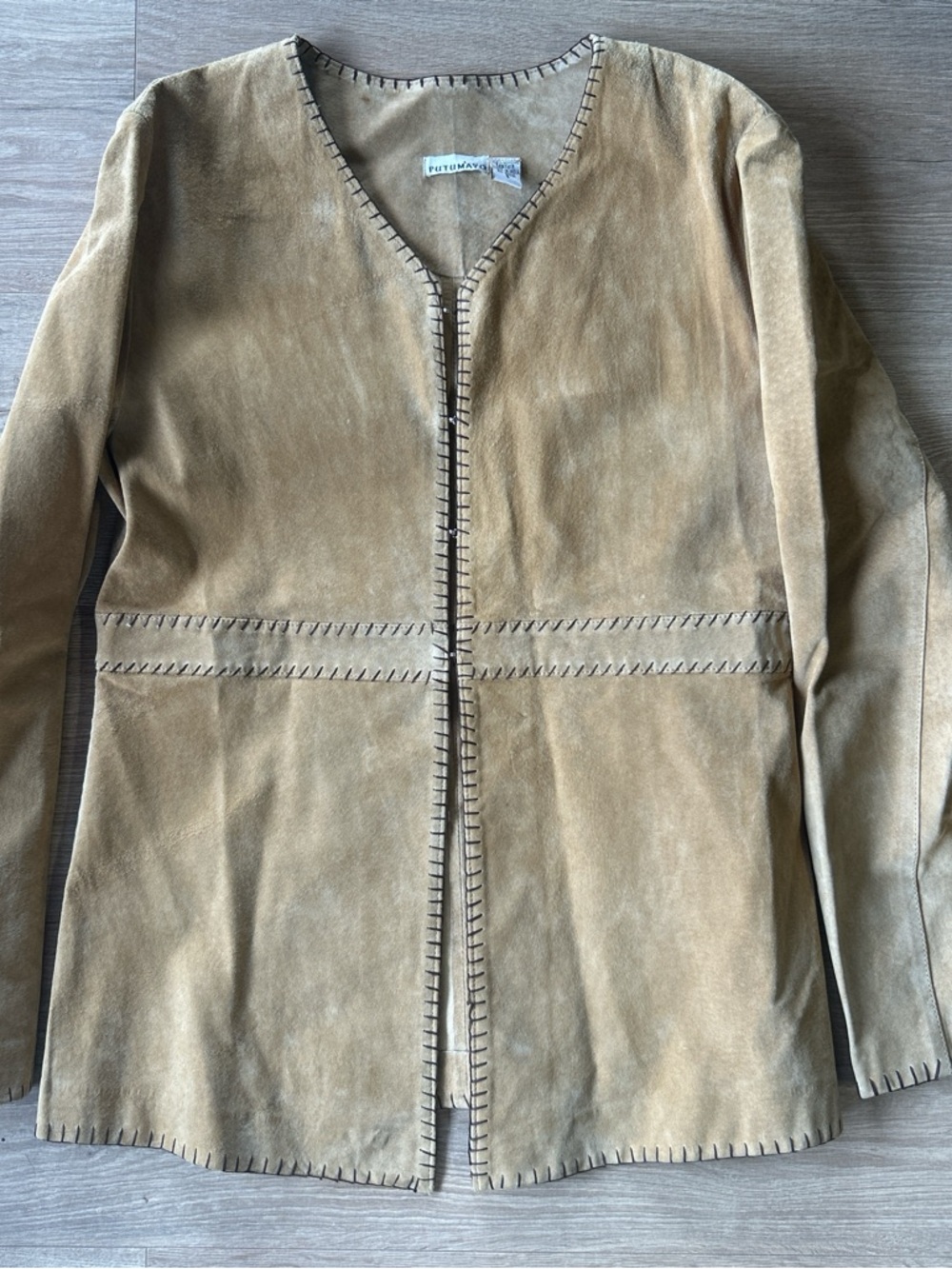 PUTUMAYO Suede Open-Front Jacket in Tan